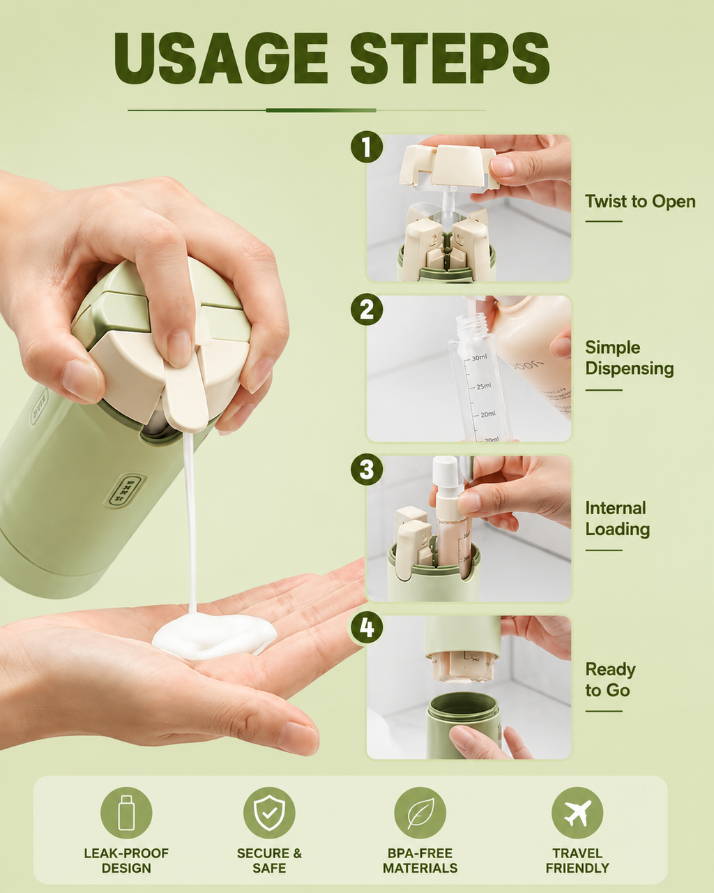 Travel Dispenser 4 in 1