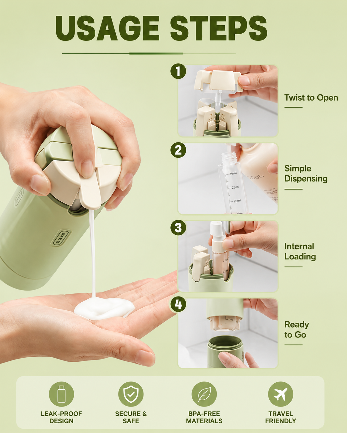 Travel Dispenser 4 in 1